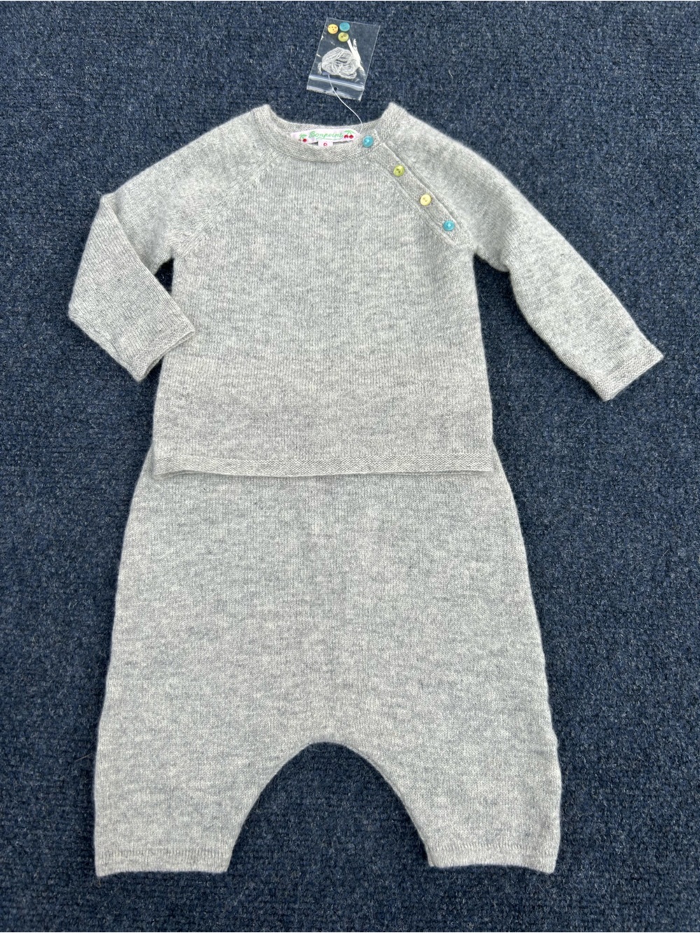 Bonpoint NWOT Newborn Cashmere Matching Set in Gray 6 Months